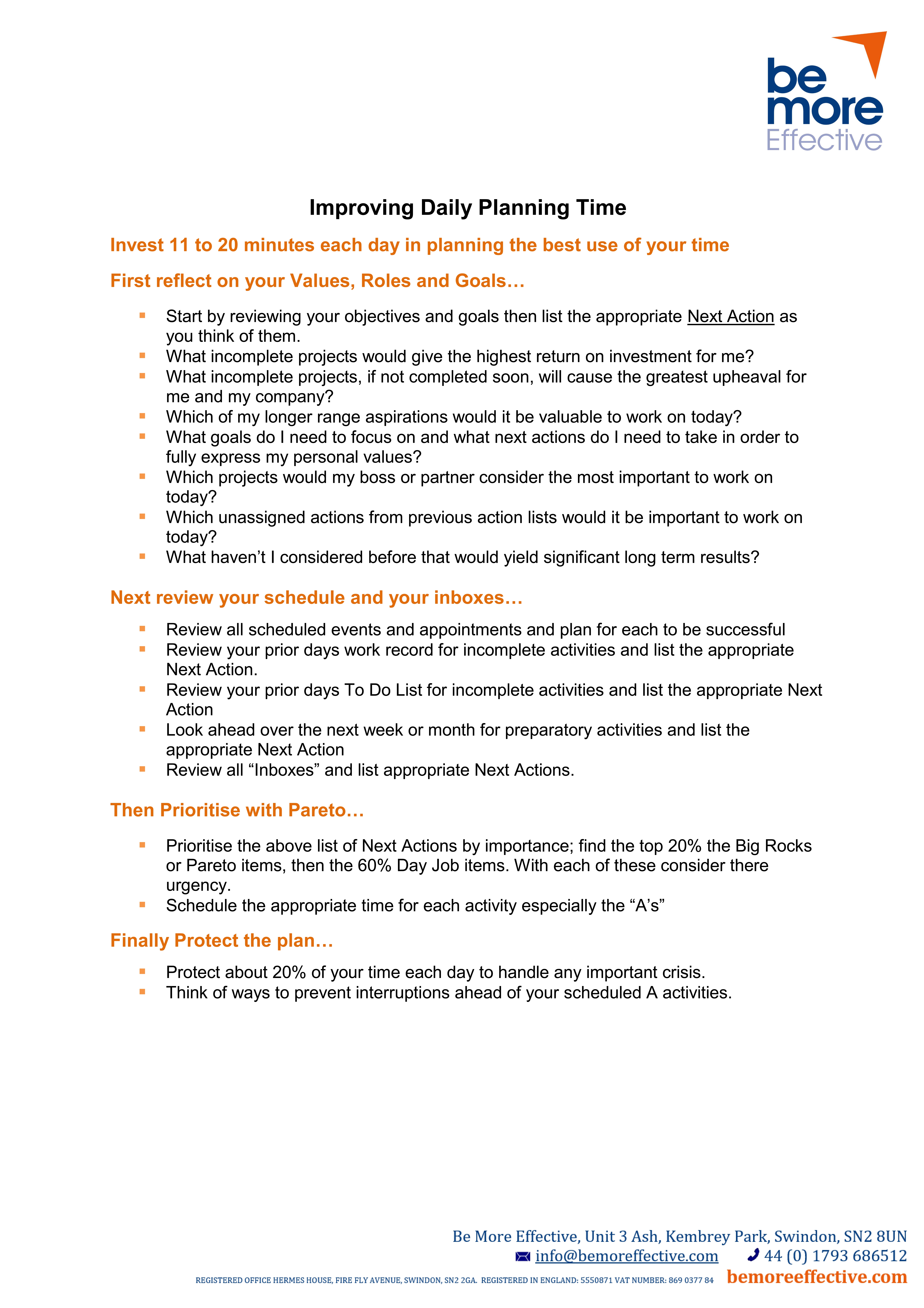 Improving Daily Planning Time