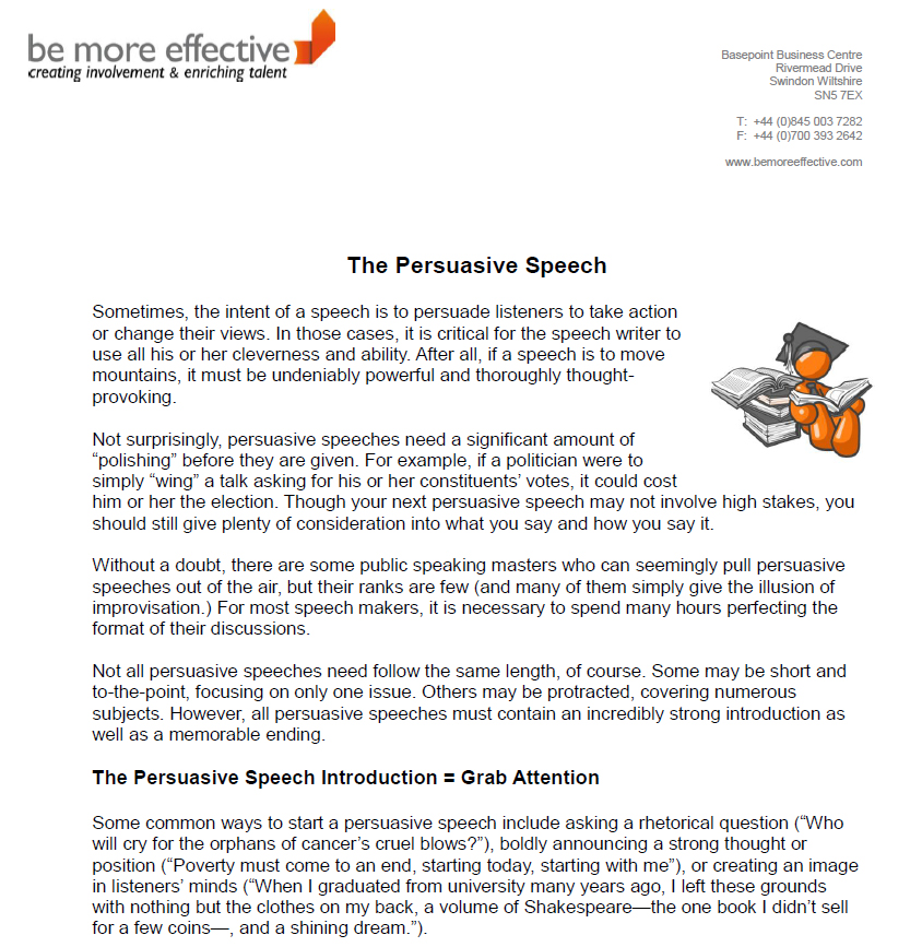 persuasive speech introduction example